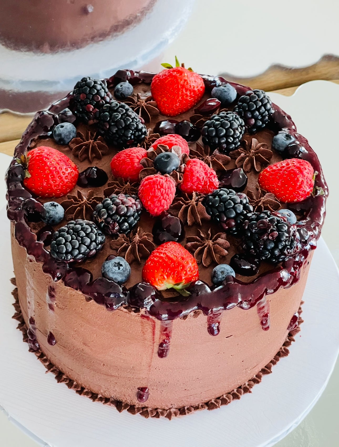 Berry Cream Chocolate Cake