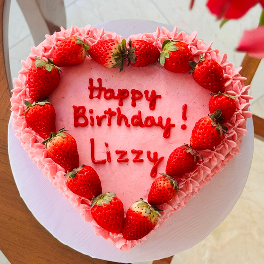 Heart-shaped Strawberry Cake